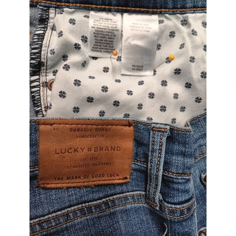Lucky Brand 221 Straight Jeans‎ Men 38x32 Blue Medium Wash Faded Whiskered